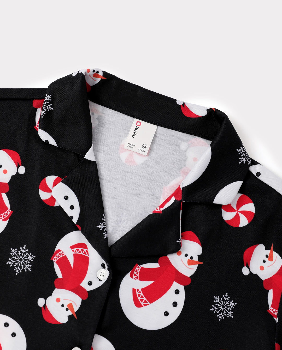 Christmas Matching Family Pajamas Snowman Print Black