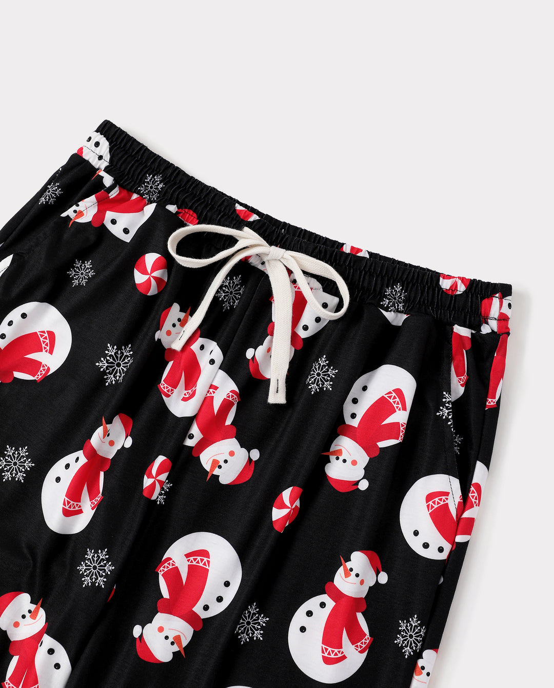 Christmas Matching Family Pajamas Snowman Print Black