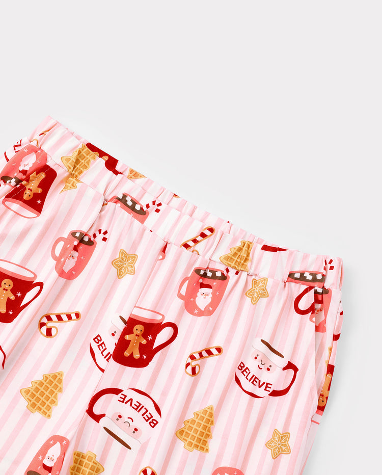 Pyjamas de Noël assortis pour toute la famille, imprimé mugs, rose