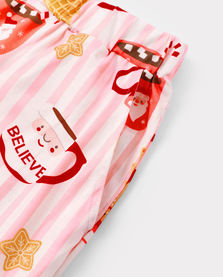 Pyjamas de Noël assortis pour toute la famille, imprimé mugs, rose