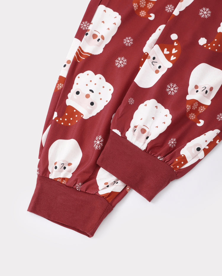 Rote Weihnachts-Schlafanzüge im Partnerlook für die ganze Familie mit „Lieber Weihnachtsmann“-Aufdruck