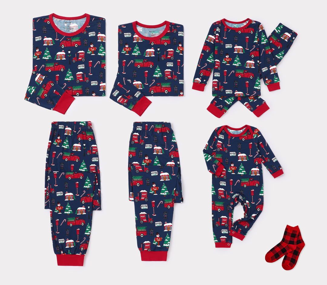 PatPat Matching Family Christmas Pajamas Christmas Village Print Bamboo