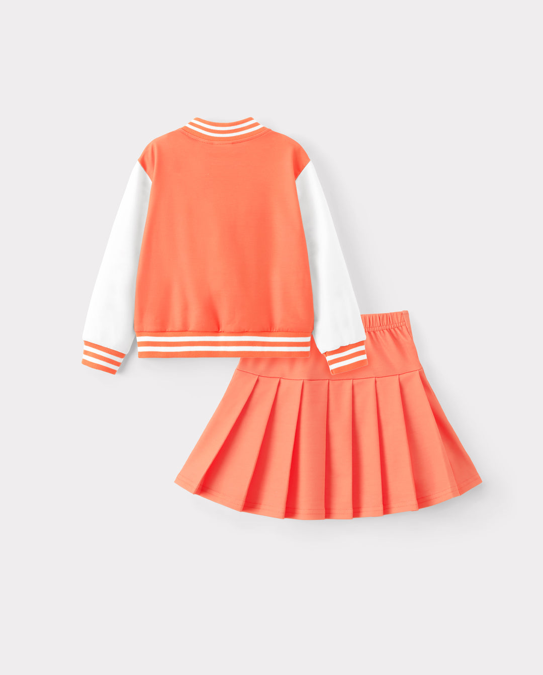 Girl Toddler/Kid Pleated Skirt Jacket Set Orange