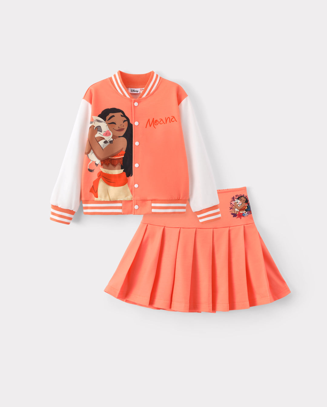 Girl Toddler/Kid Pleated Skirt Jacket Set Orange