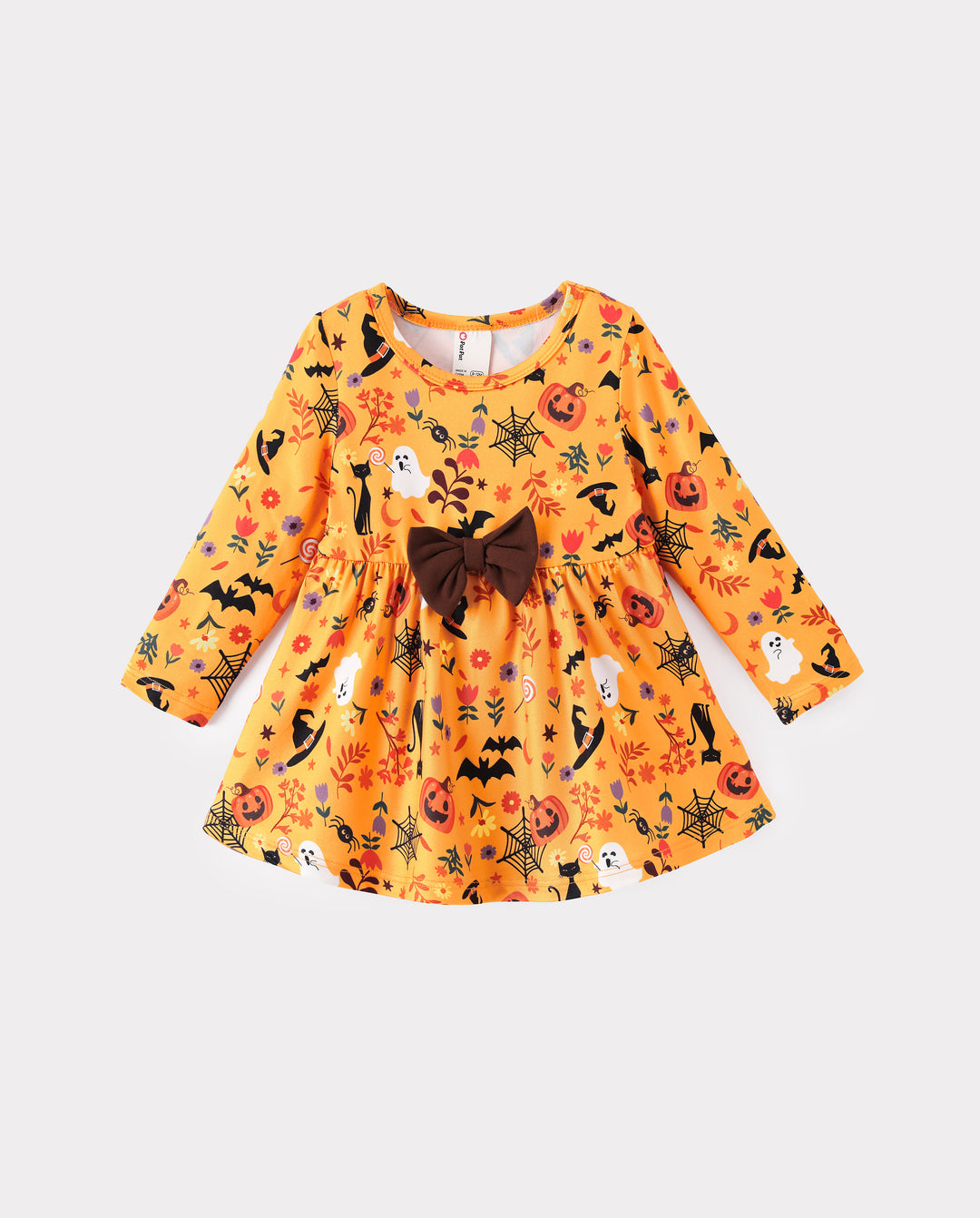 Halloween Baby Girl Bow Dress Leggings Set Orange