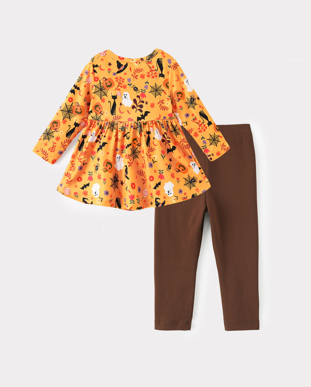 Halloween Baby Girl Bow Dress Leggings Set Orange