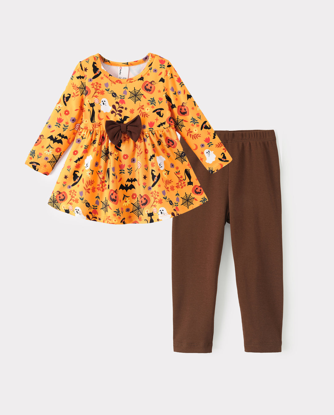 Halloween Baby Girl Bow Dress Leggings Set Orange