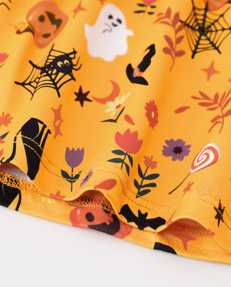 Halloween Baby Girl Bow Dress Leggings Set Orange