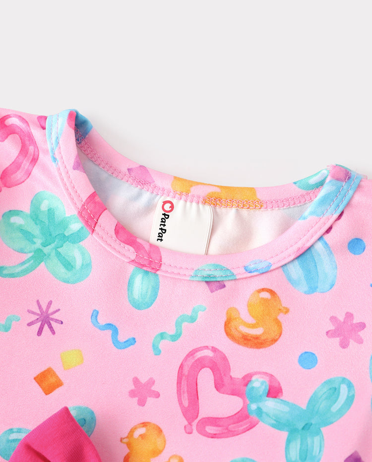 Halloween Baby Girl Bow Dress Leggings Set Pink
