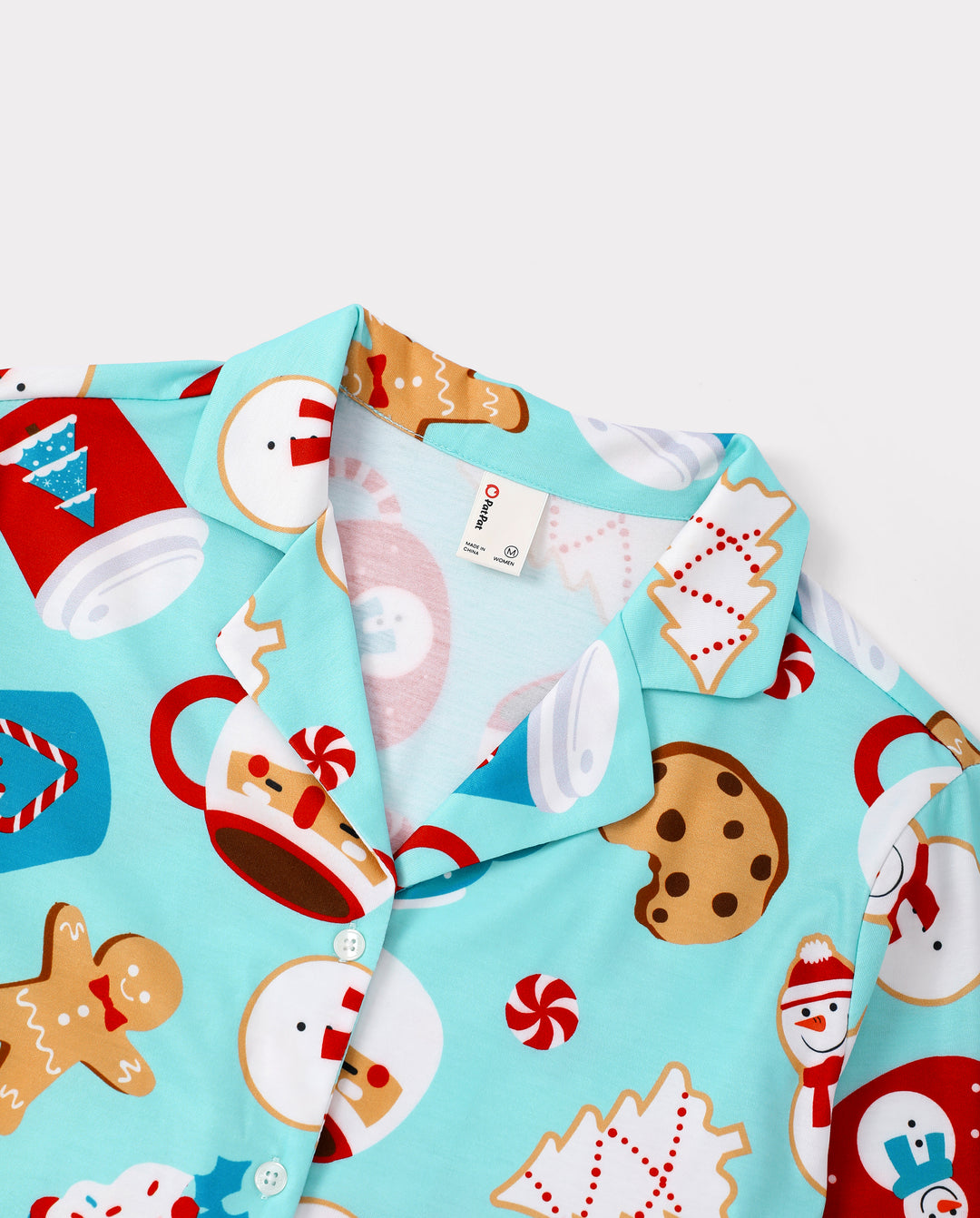 Pyjamas de Noël assortis pour la famille, imprimé bonhommes en pain d’épices et mug, bleu
