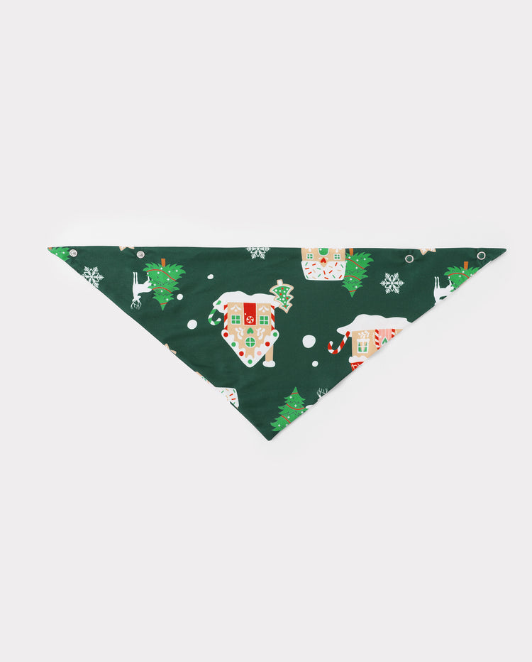 Christmas Matching Family Pajamas Gingerbread House Print Green
