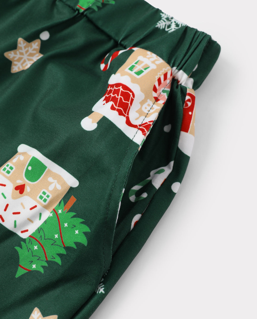 Christmas Matching Family Pajamas Gingerbread House Print Green
