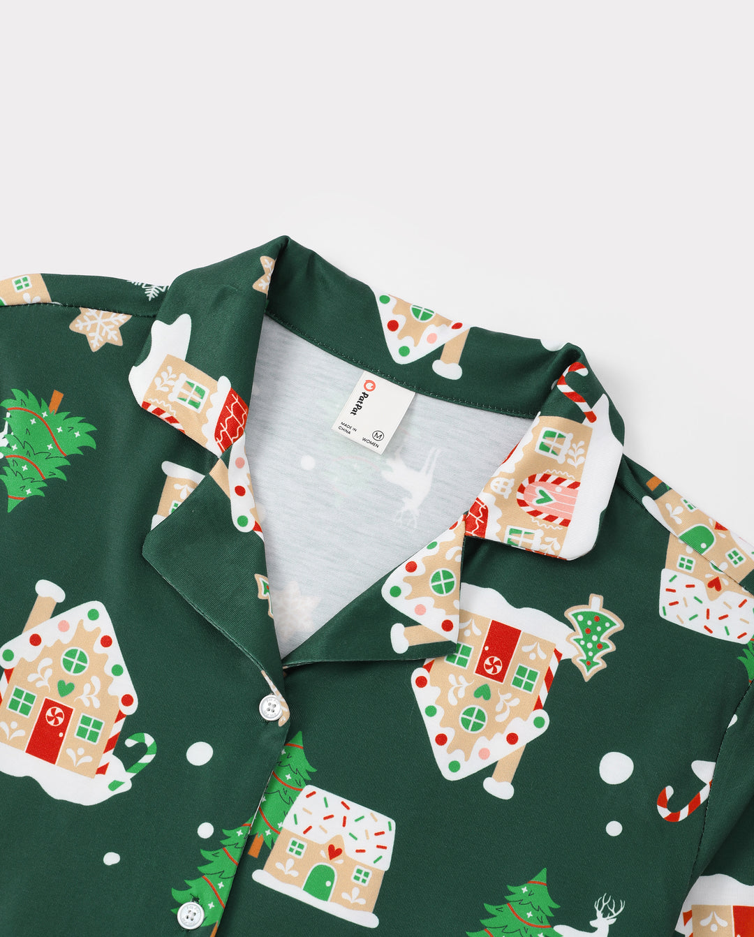 Christmas Matching Family Pajamas Gingerbread House Print Green