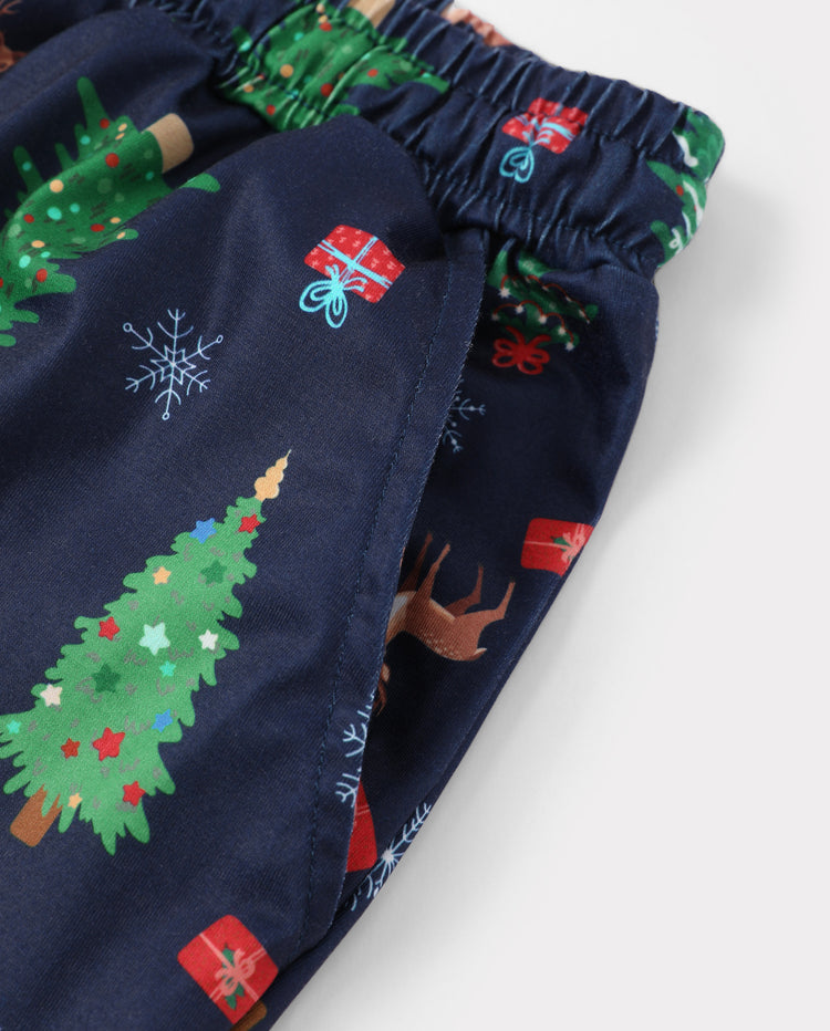 PatPat Matching Family Christmas Pajamas Christmas Tree Print Navy Holiday Pajamas