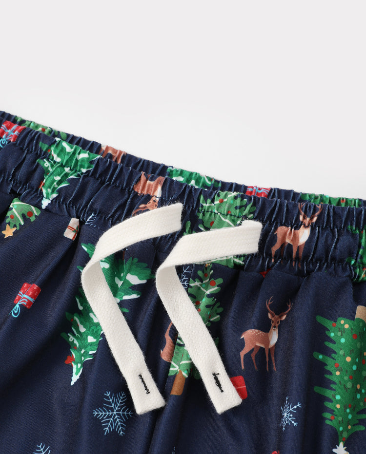 PatPat Matching Family Christmas Pajamas Christmas Tree Print Navy Holiday Pajamas