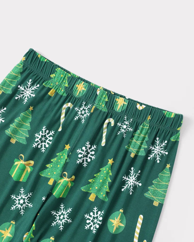 PatPat Family Matching Christmas Pajamas Christmas Tree Print Bamboo Green