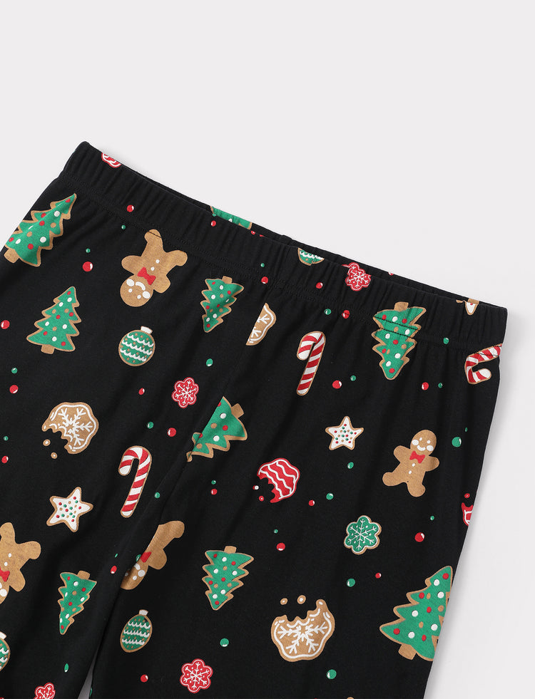 Passende Familien-Weihnachtspyjamas mit Weihnachtsbaum-Print aus Baumwolle, Schwarz