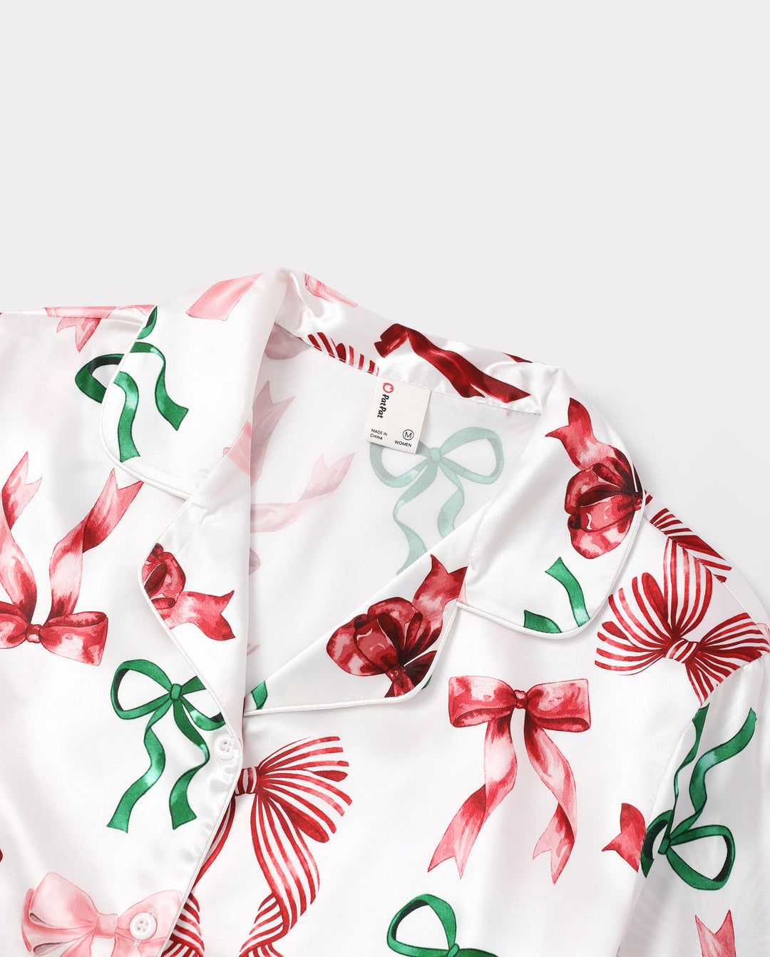 Pyjamas de Noël assortis pour toute la famille, imprimé nœuds et carreaux, satin multicolore