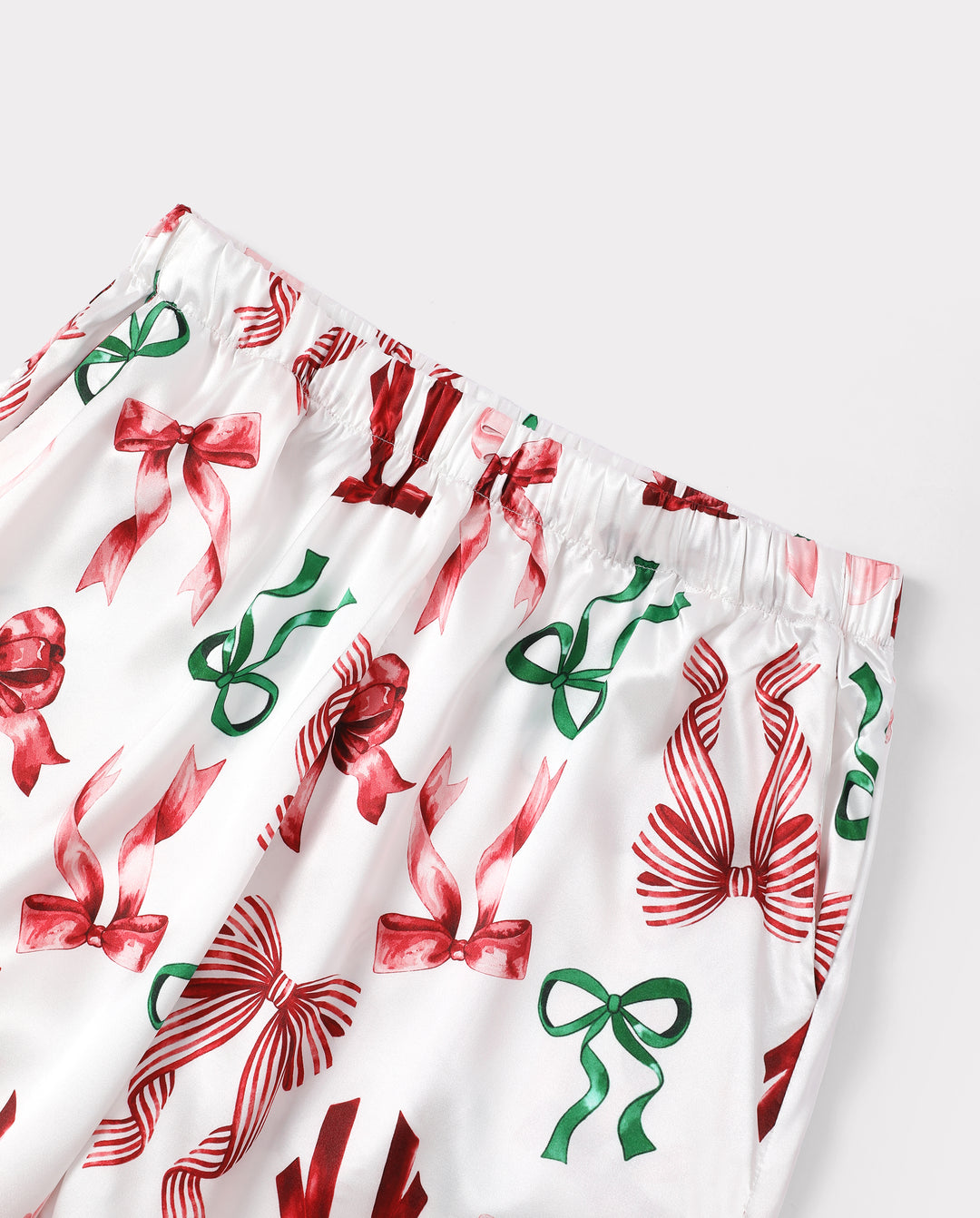Pyjamas de Noël assortis pour toute la famille, imprimé nœuds et carreaux, satin multicolore