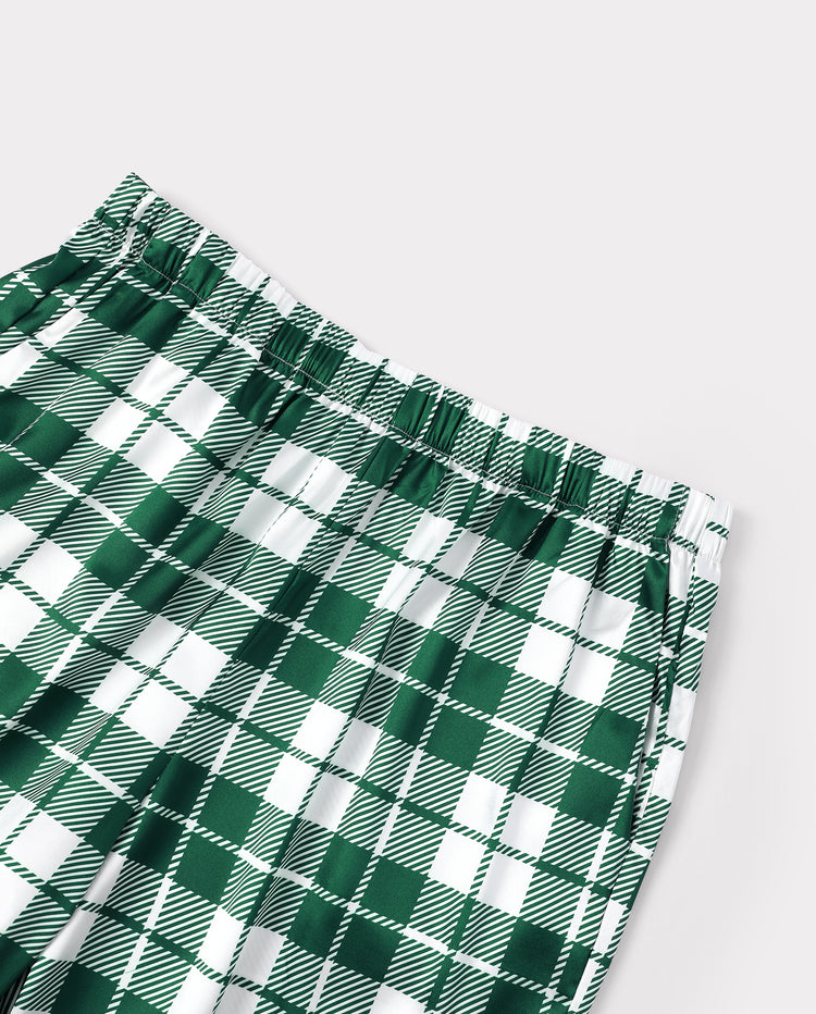 Pyjamas de Noël assortis pour toute la famille, imprimé nœuds et carreaux, satin multicolore
