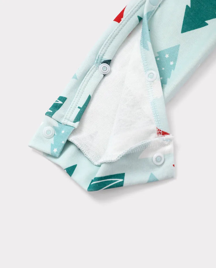 Pyjamas de Noël assortis pour toute la famille, motif sapin de Noël, coton bleu