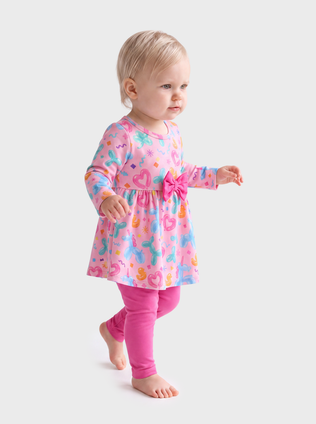 Ensemble robe à nœud et leggings pour bébé fille, motif Halloween, rose