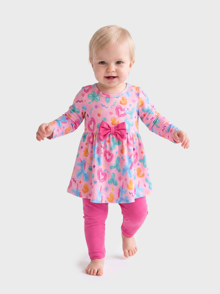 Conjunto de vestido con lazo y leggings para bebé niña con motivo de Halloween, rosa