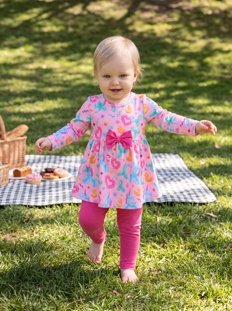 Conjunto de vestido con lazo y leggings para bebé niña con motivo de Halloween, rosa