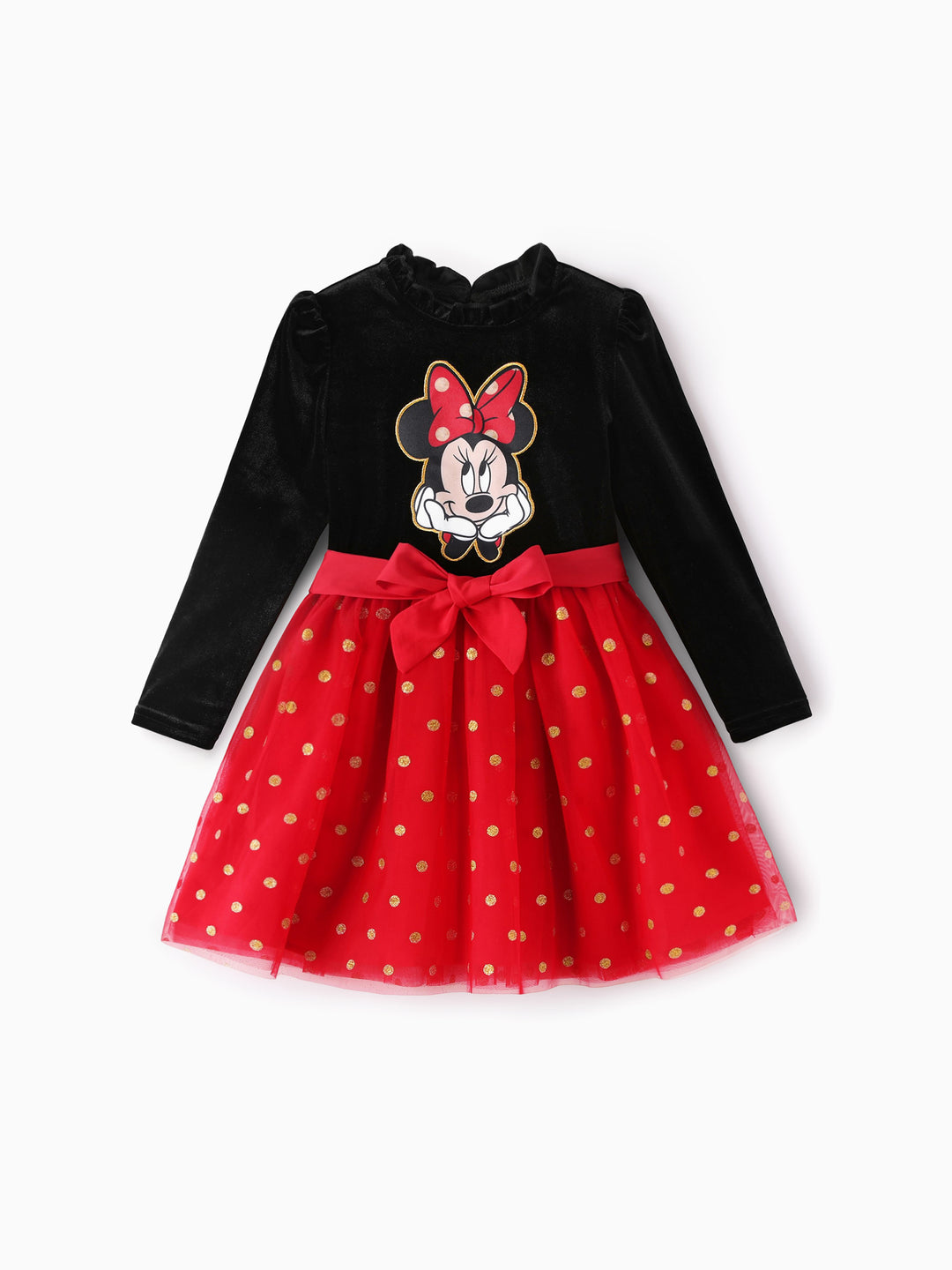 Disney Mickey & Friends Christmas Red & Black Bow Dress Black