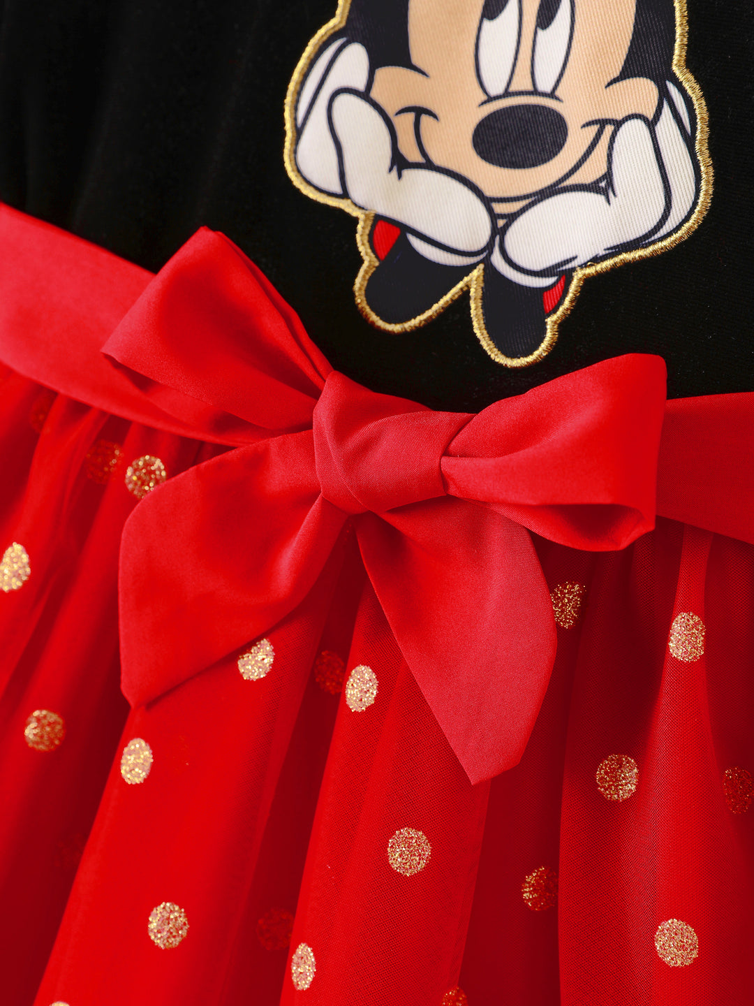 Disney Mickey & Friends Christmas Red & Black Bow Dress Black