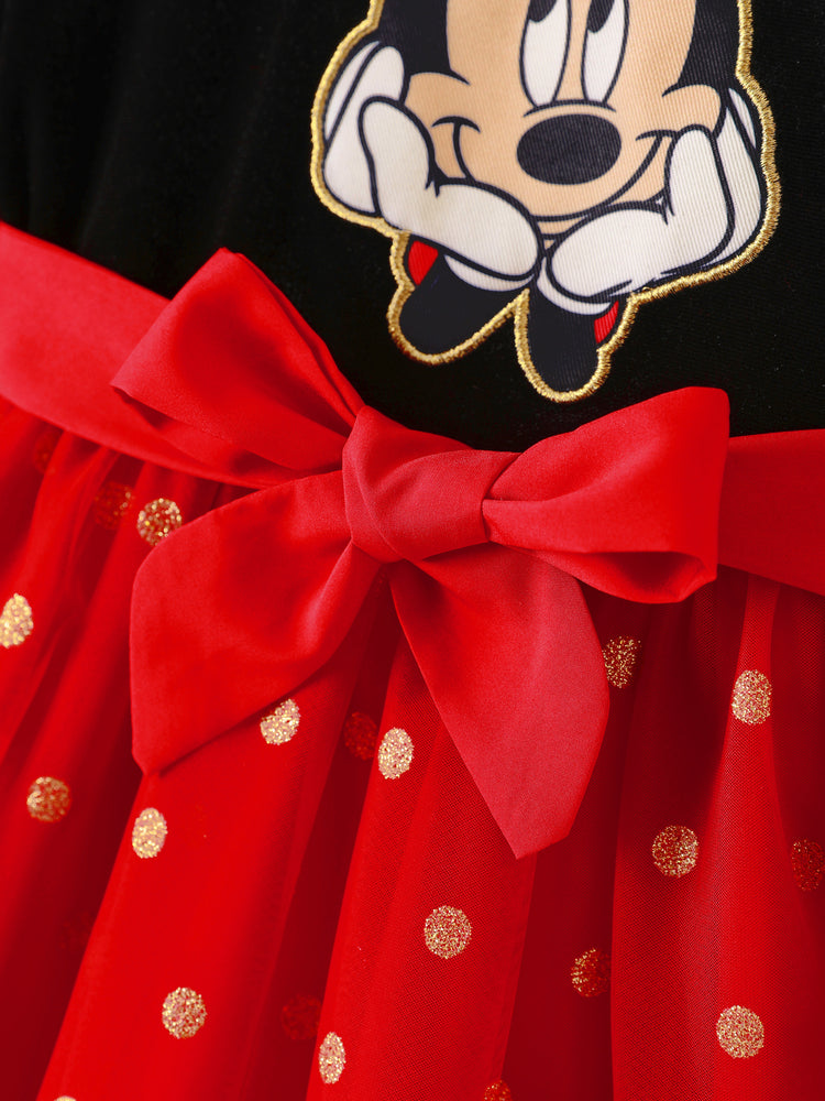 Disney Mickey & Friends Christmas Red & Black Bow Dress Black