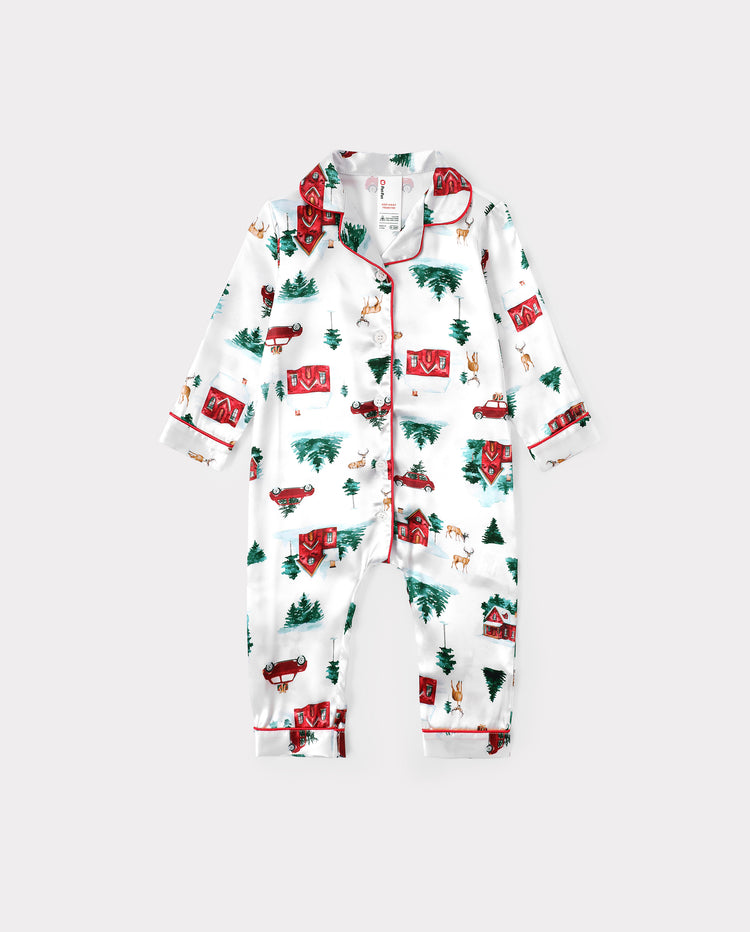 PatPat Matching Family Christmas Pajamas Christmas Village Print Satin Multicolor