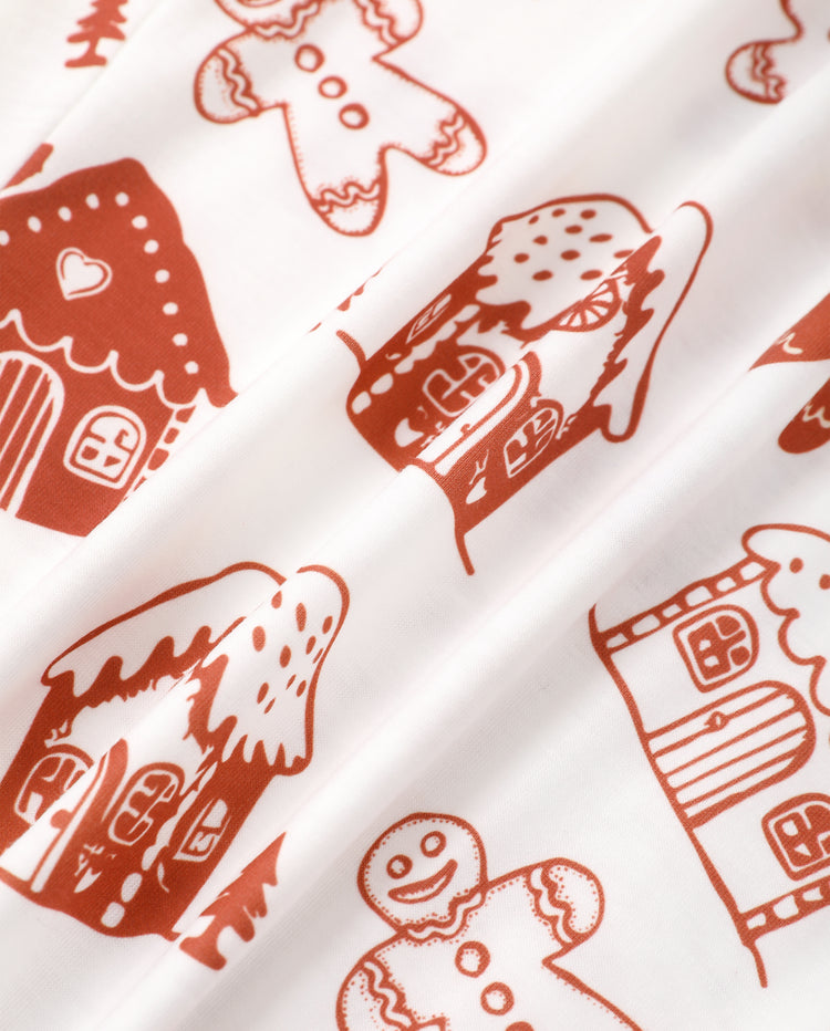 Rote Weihnachts-Familienpyjamas im Partnerlook mit Lebkuchen-Aufdruck