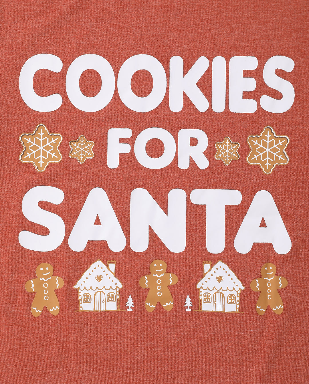 Rote Weihnachts-Familienpyjamas im Partnerlook mit Lebkuchen-Aufdruck