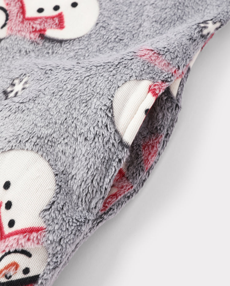 PatPat Family Matching Christmas Pajamas Snowman Print Coral Fleece Gray Christmas Onesie