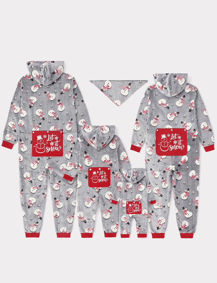 PatPat Family Matching Christmas Pajamas Snowman Print Coral Fleece Gray Christmas Onesie