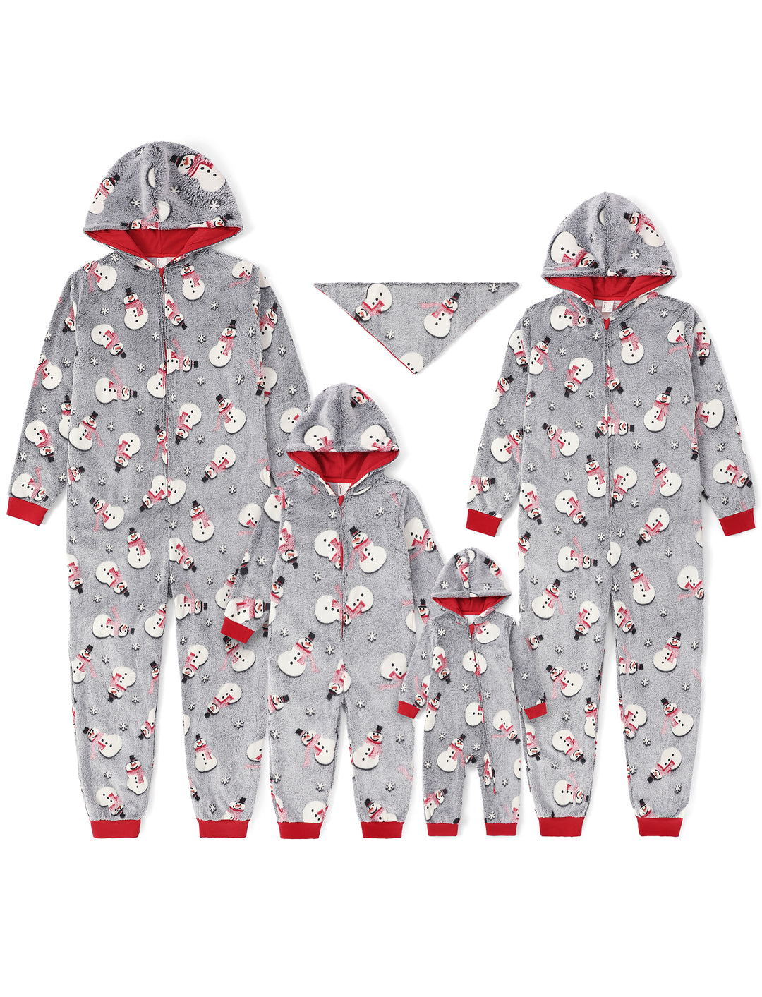 PatPat Family Matching Christmas Pajamas Snowman Print Coral Fleece Gray Christmas Onesie