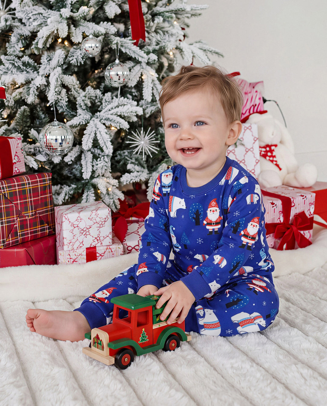 Christmas Baby Boy Long Sleeve Top & Pants Set Azure