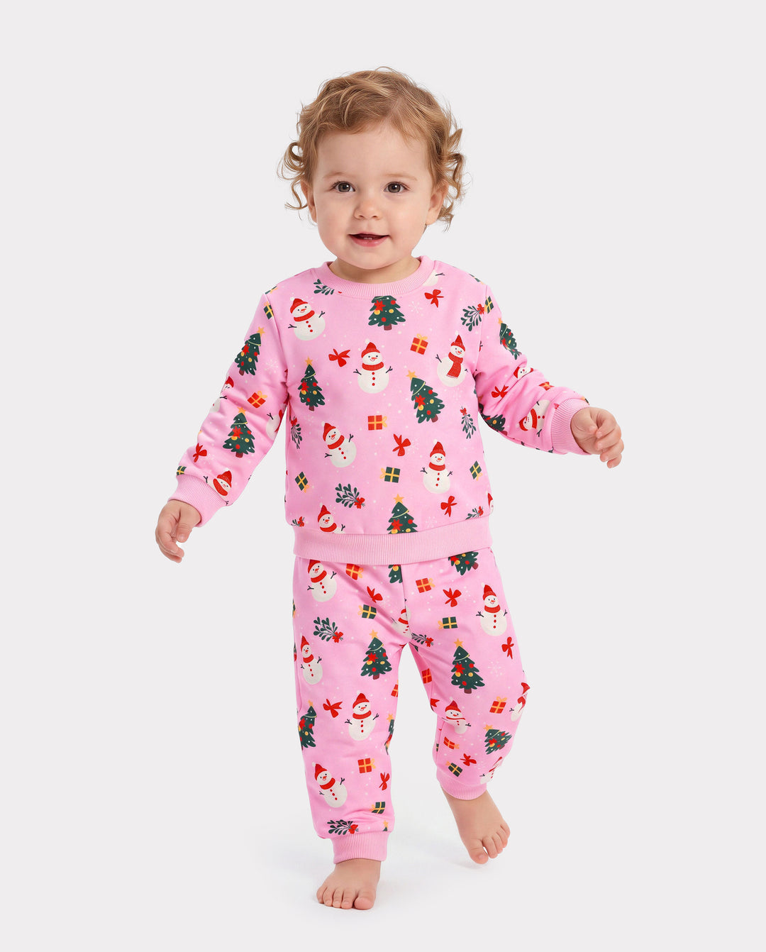 Christmas Baby Girl Long Sleeve Top & Pants Set Pink