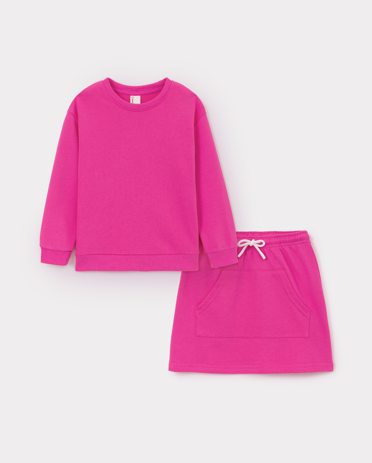 Toddler/Kid Girl Sweatshirt & Skirt Set Hot Pink