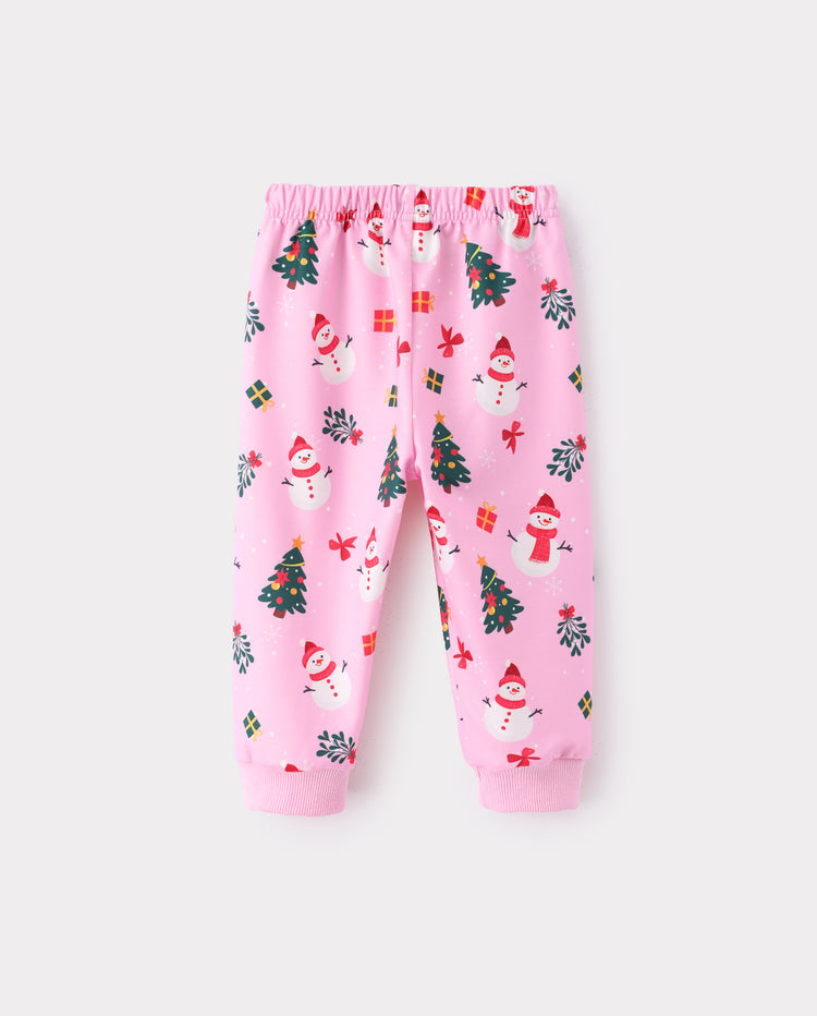 Christmas Baby Girl Long Sleeve Top & Pants Set Pink