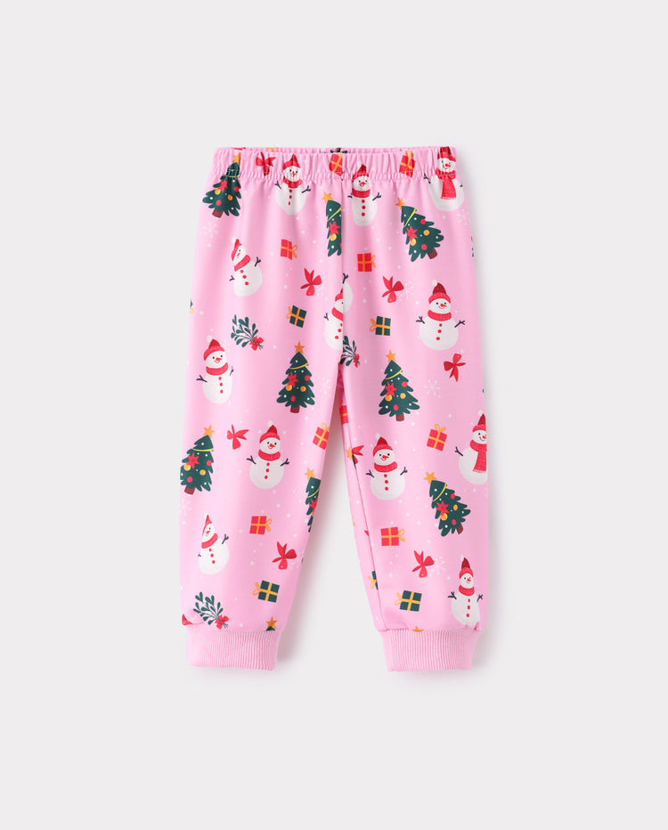 Christmas Baby Girl Long Sleeve Top & Pants Set Pink