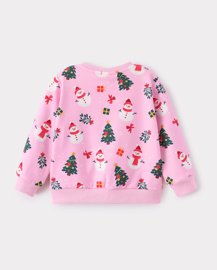 Christmas Baby Girl Long Sleeve Top & Pants Set Pink