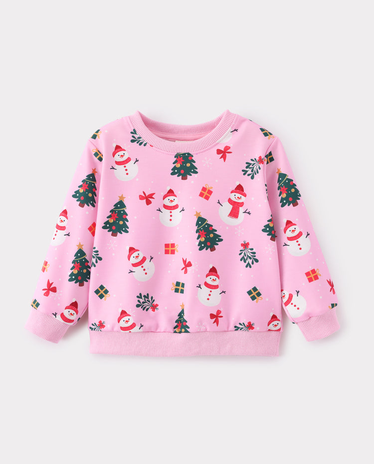 Christmas Baby Girl Long Sleeve Top & Pants Set Pink