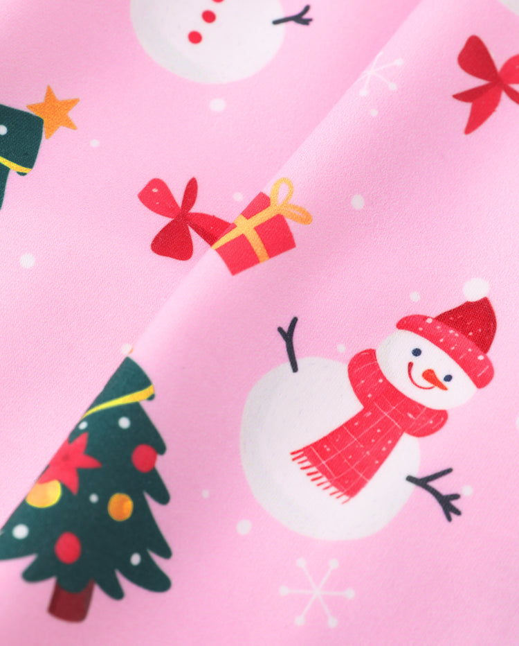 Christmas Baby Girl Long Sleeve Top & Pants Set Pink