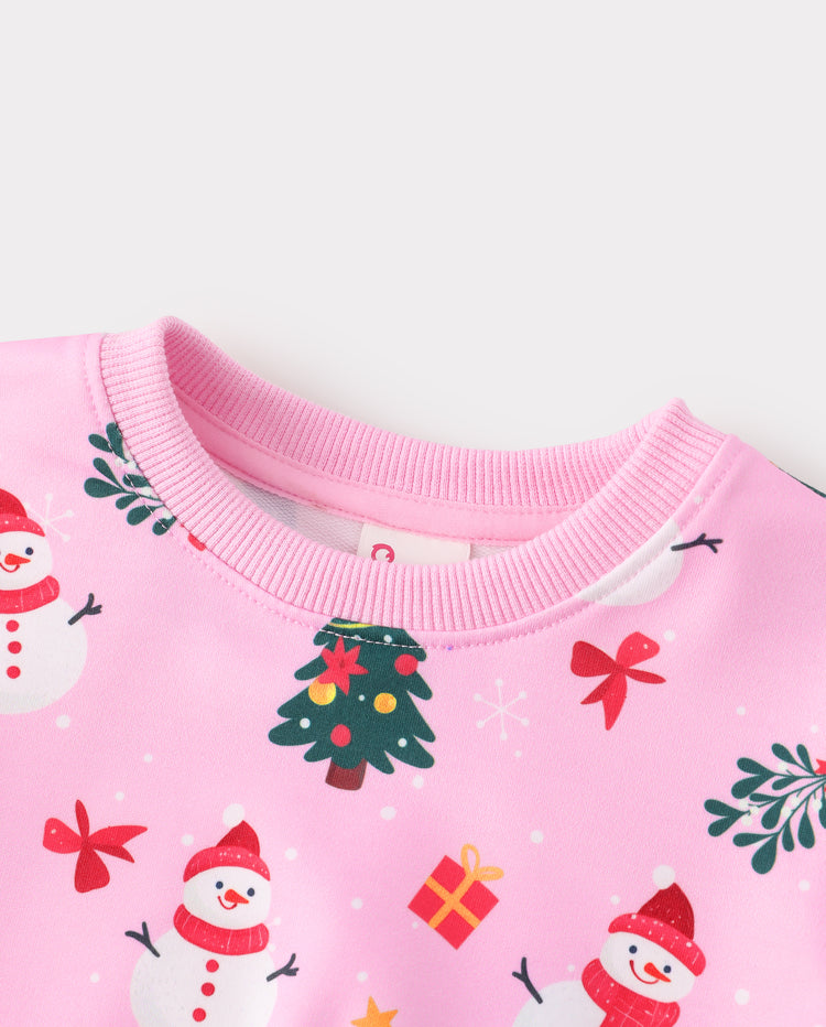 Christmas Baby Girl Long Sleeve Top & Pants Set Pink