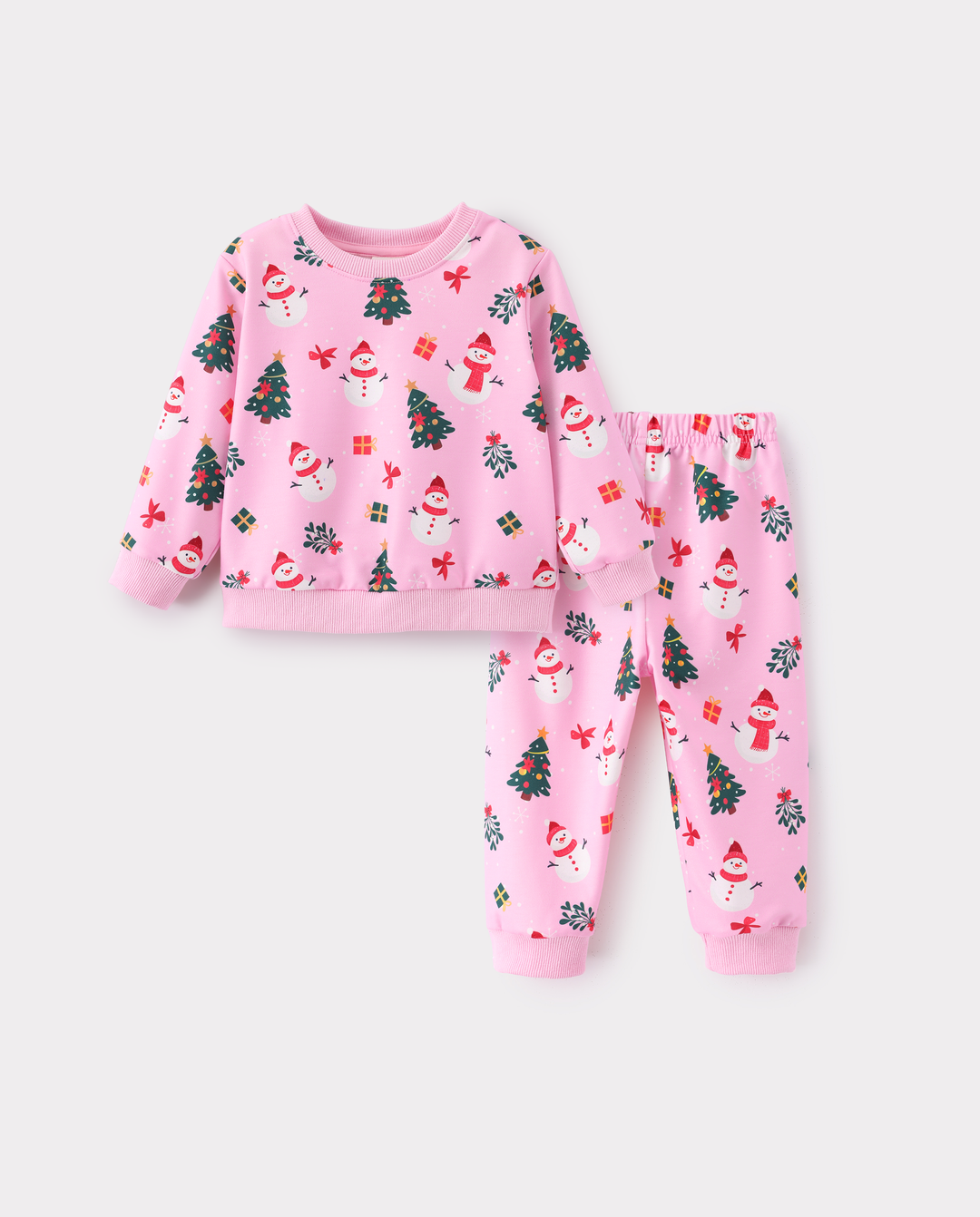 Christmas Baby Girl Long Sleeve Top & Pants Set Pink