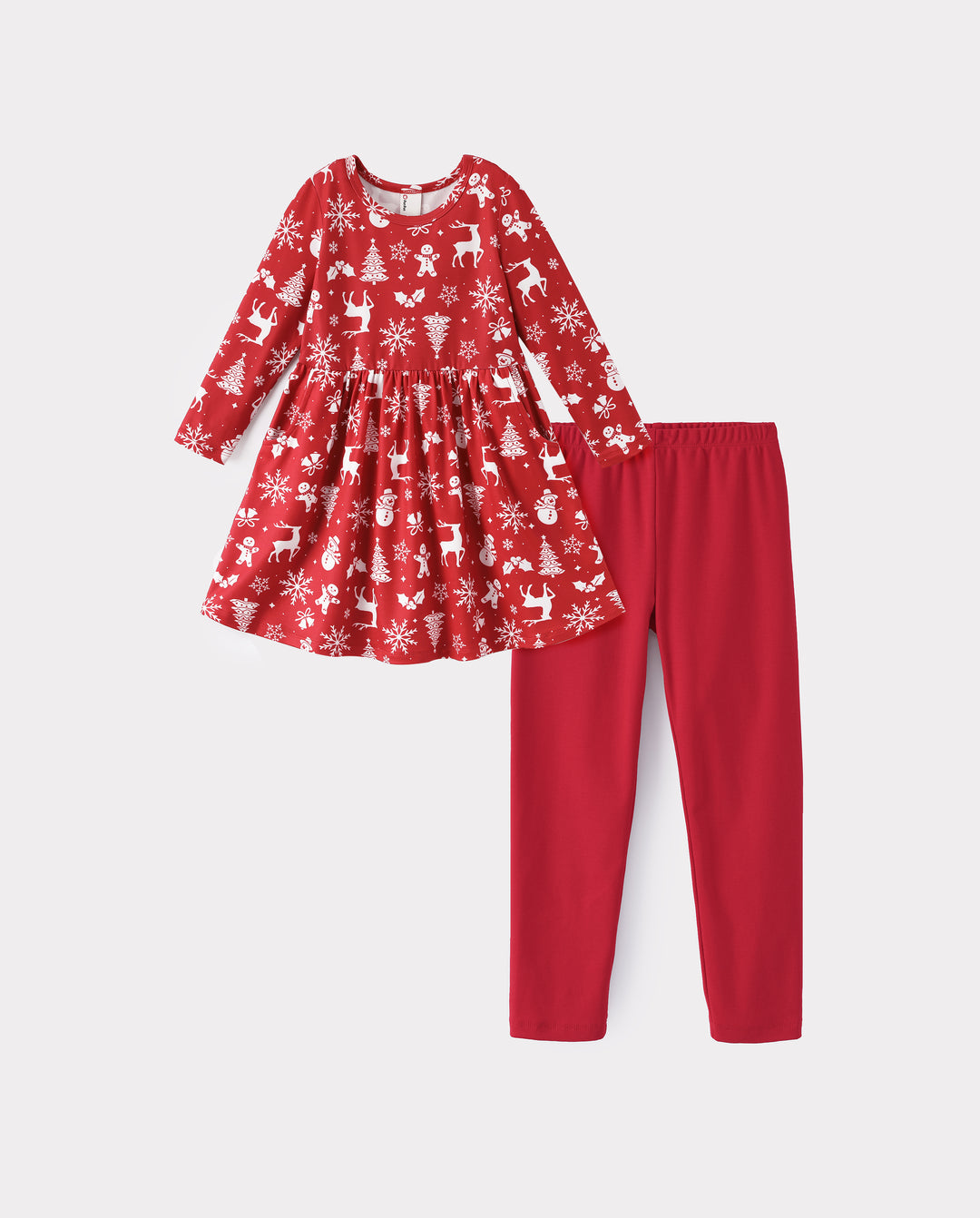 Christmas Toddler Girl Long Sleeve Dress & Leggings Set Red