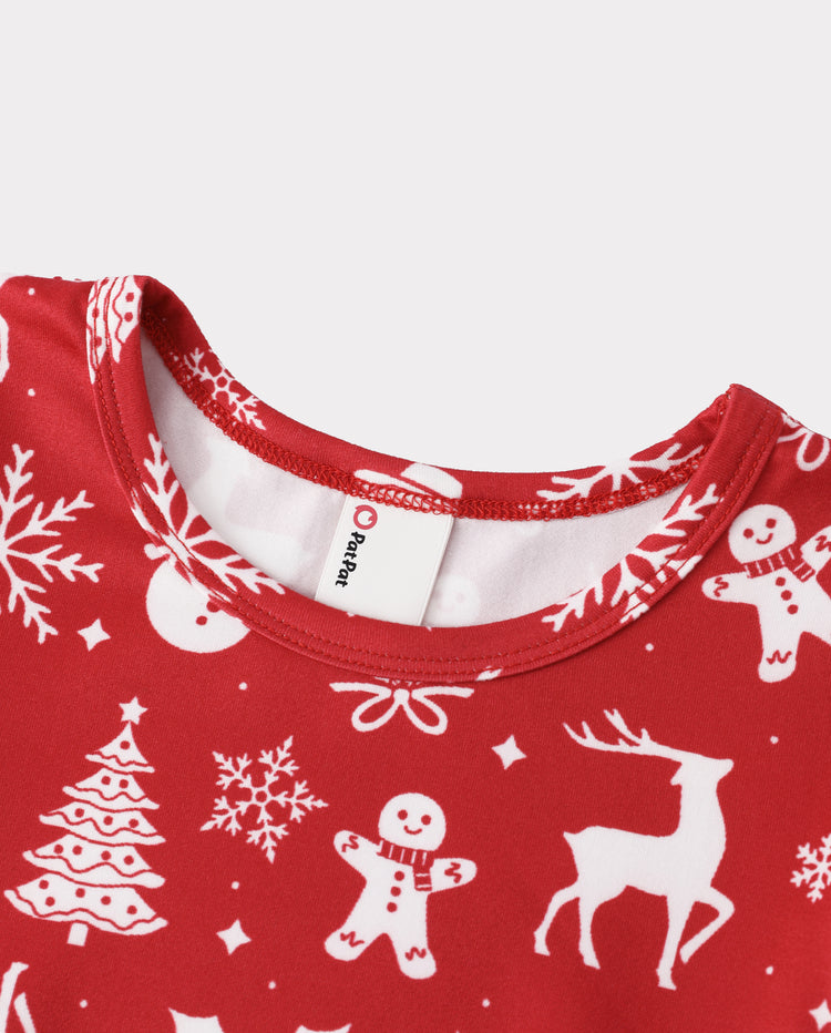 Christmas Toddler Girl Long Sleeve Dress & Leggings Set Red