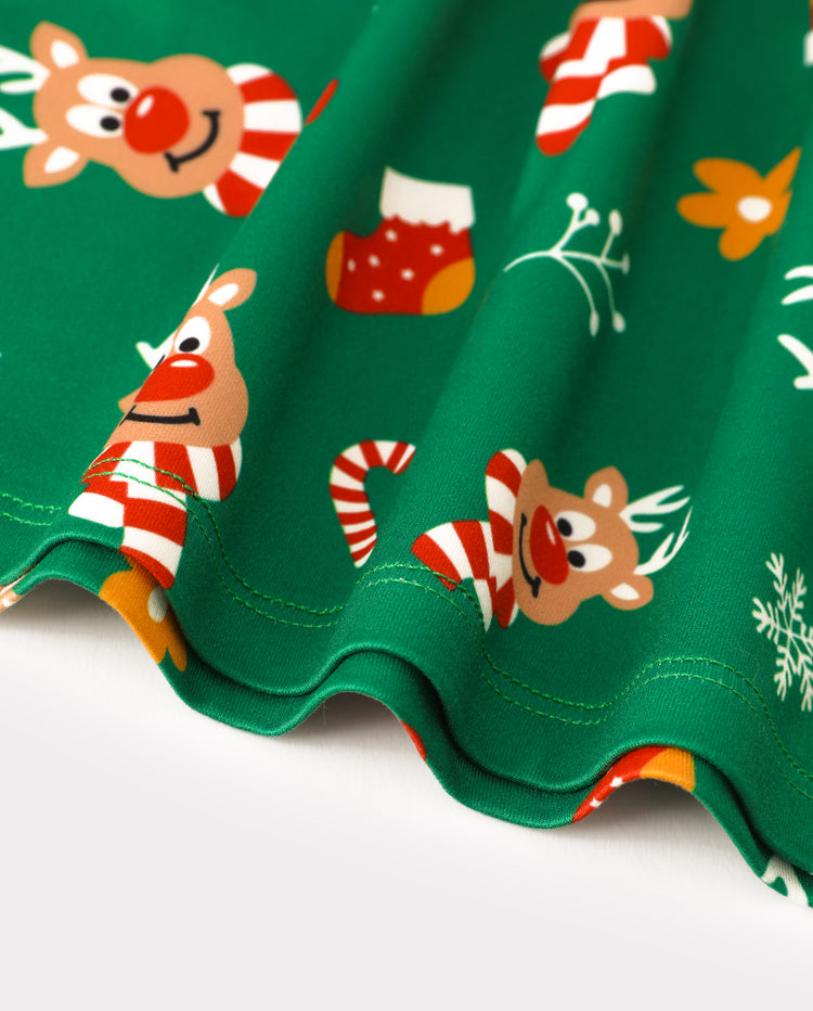 Christmas Toddler Girl Long Sleeve Dress & Leggings Set Green
